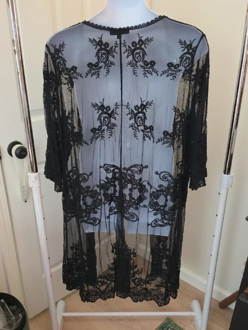 22/24W Lane Bryant Black Sheer Lace Open Cardigan